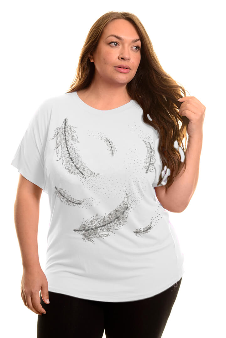 Polera Plumas Strass - 