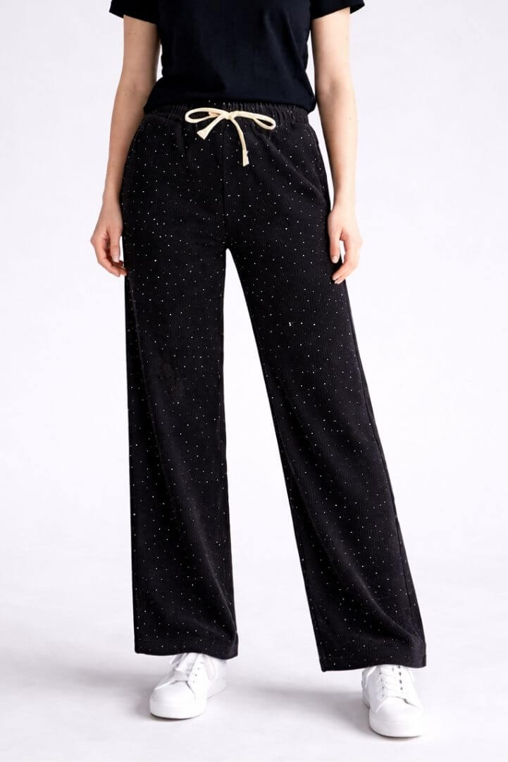 Pantalon Cotele con brillo y chiporro - 