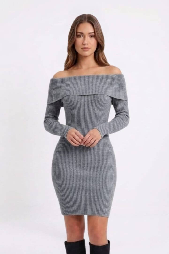 Vestido Lana Escote Bardot - 