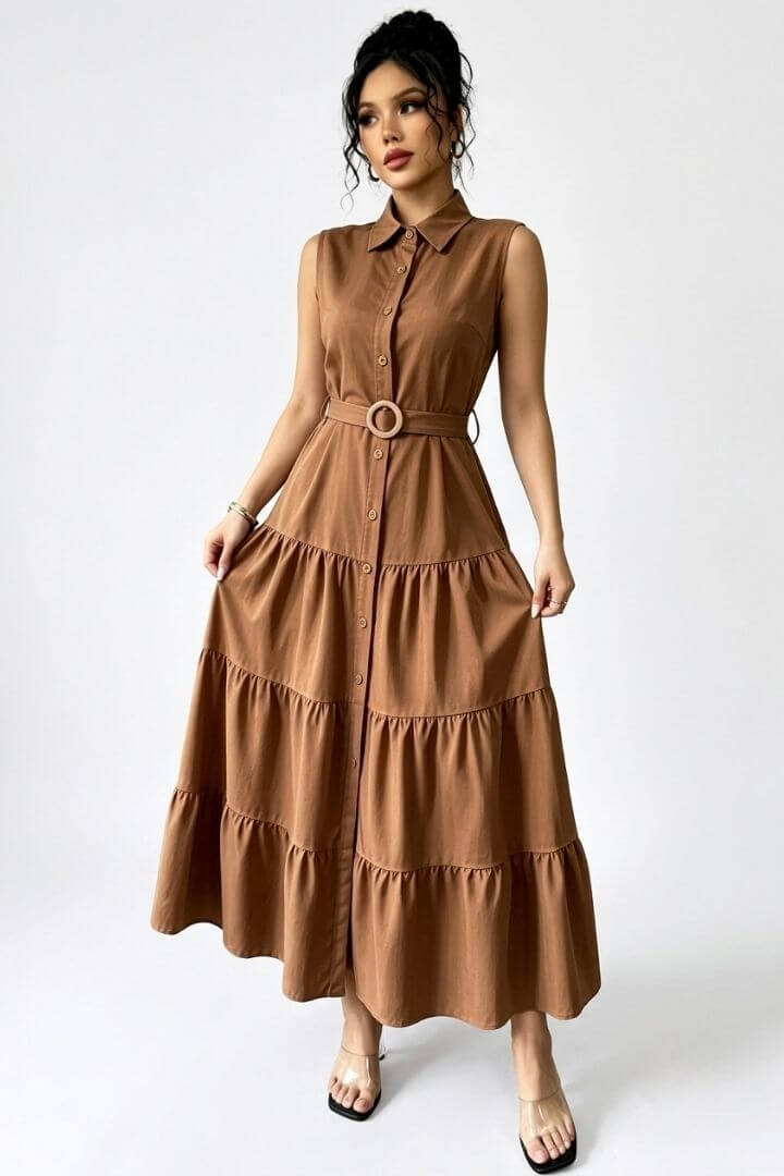 M652 - Vestido camisero con cinturon - 