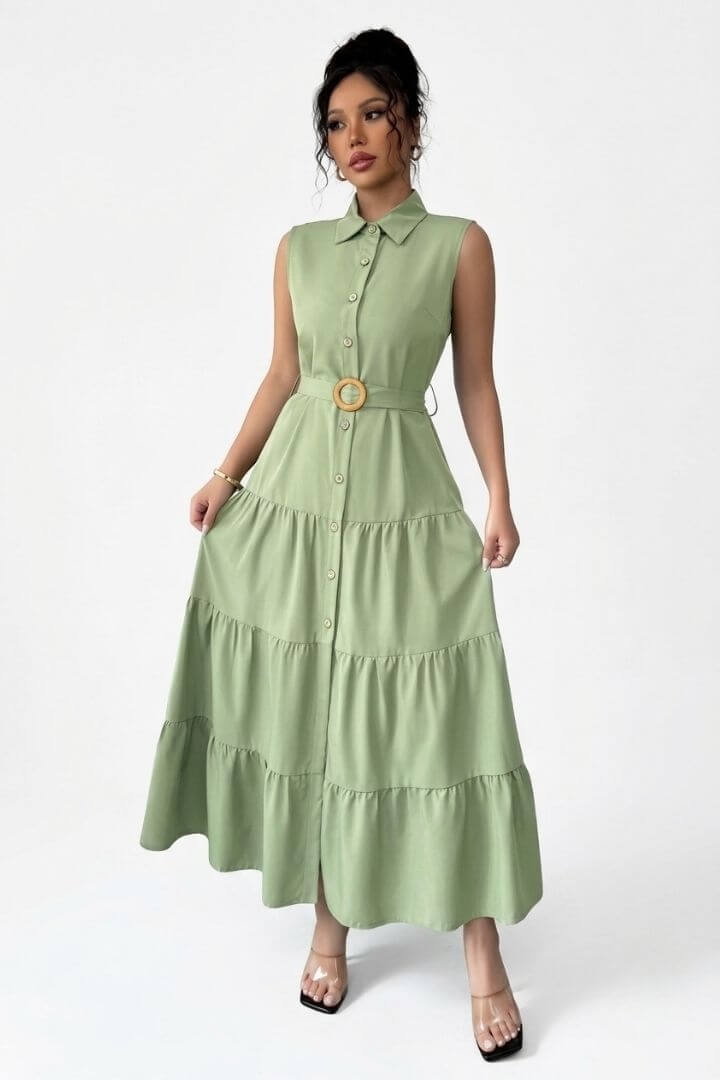 Vestido camisero con cinturon - 