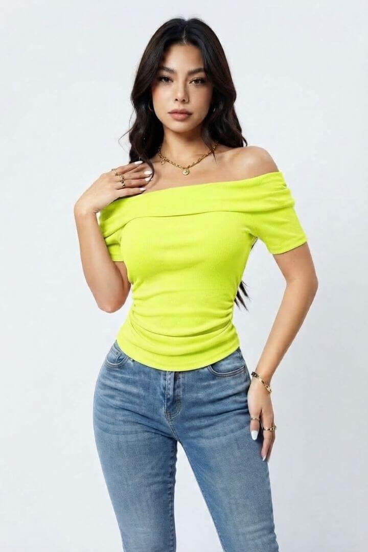 M671 - Polera cuello bardot - 